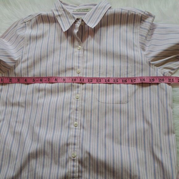 LL Bean Stripes Cotton Classic Casual Button Up Shirt Top Size Medium - Picture 7 of 8